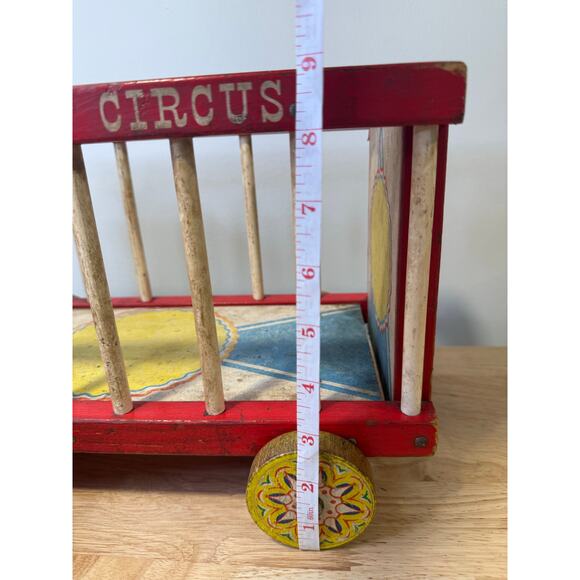 Fisher Price Vintage 1962 Circus Wagon Cage Wooden Animals and Clown Figures JL - Picture 3 of 16